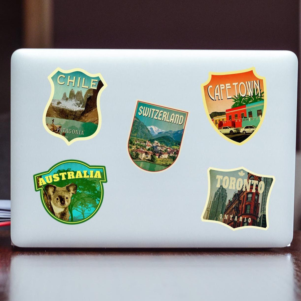 Interlaken Switzerland Travel Sticker: Vintage=style Luggage, Laptop Decal