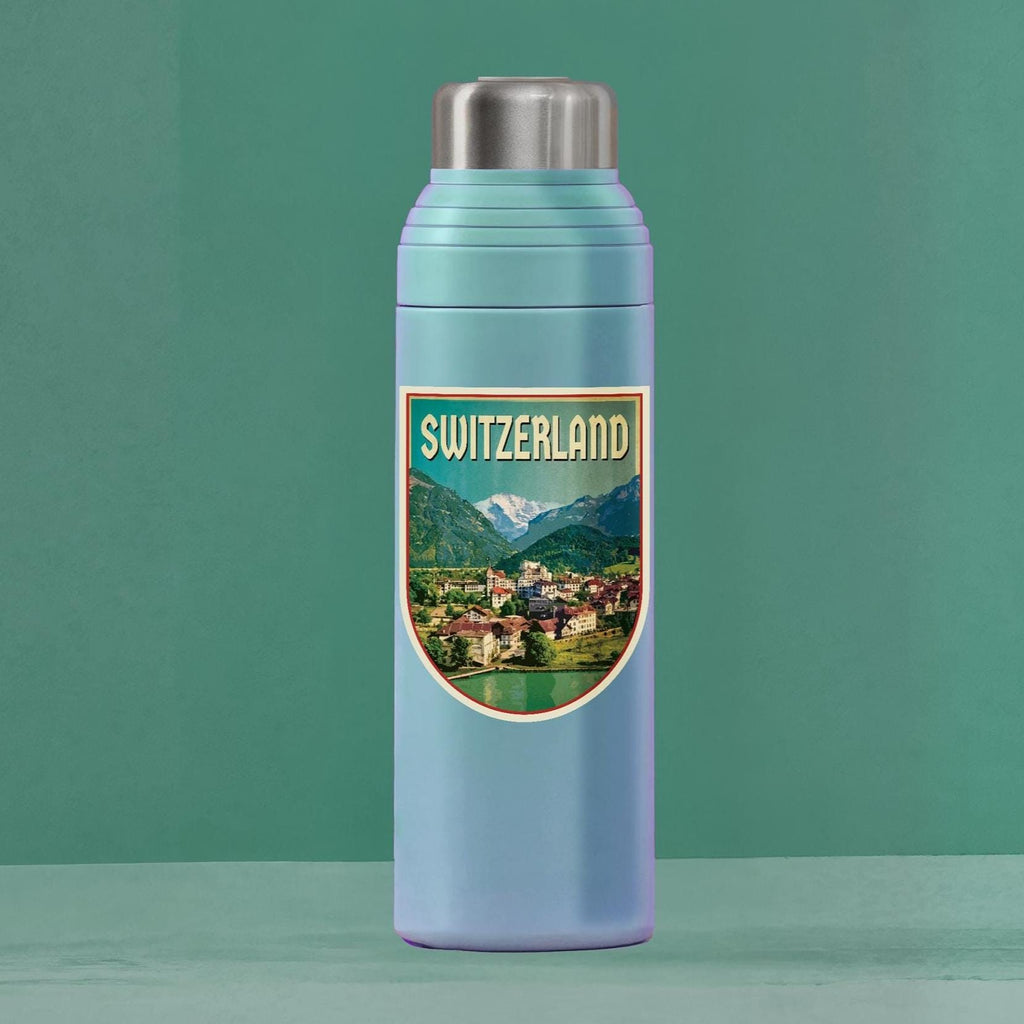 Interlaken Switzerland Travel Sticker: Vintage=style Luggage, Laptop Decal