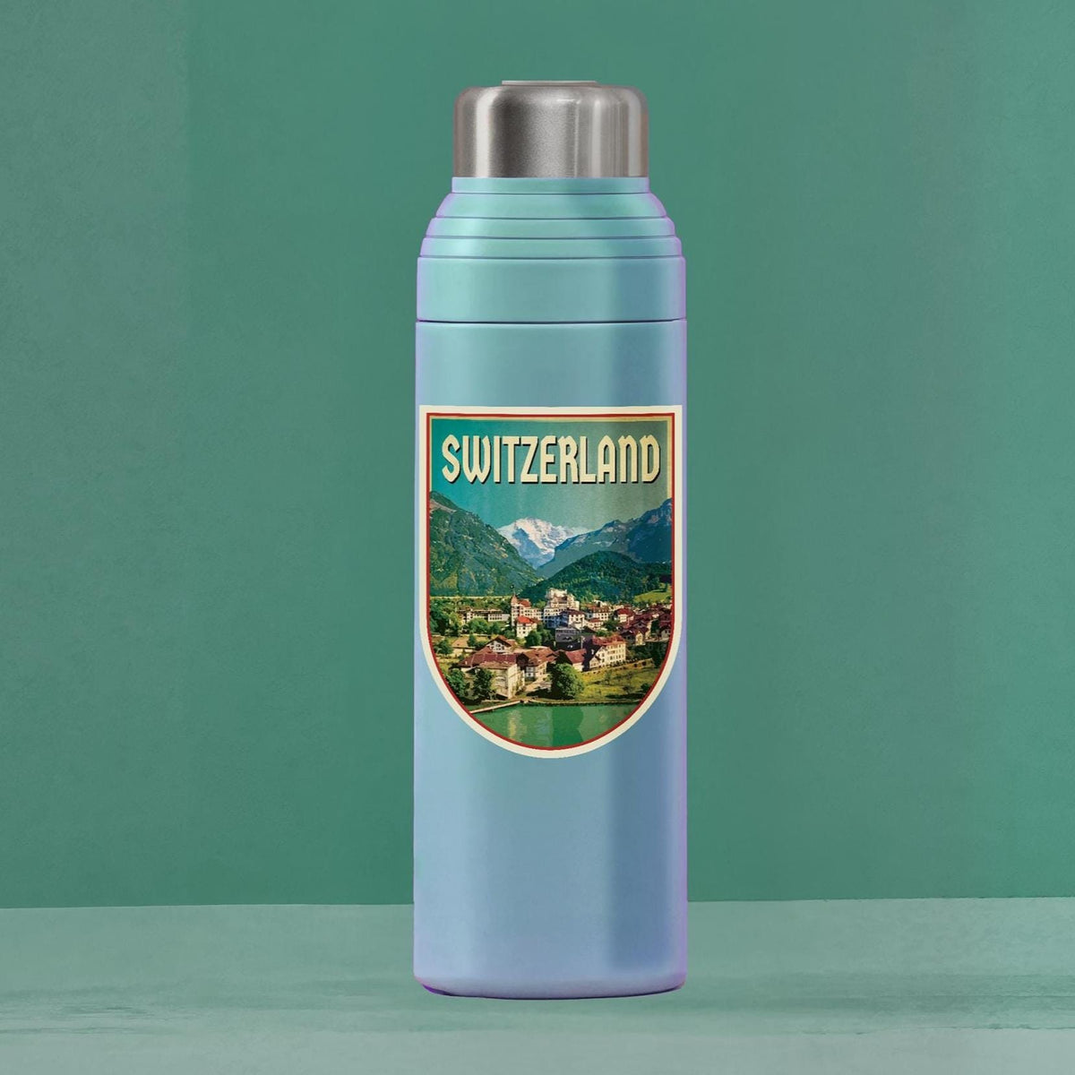 Interlaken Switzerland Travel Sticker: Vintage=style Luggage, Laptop Decal