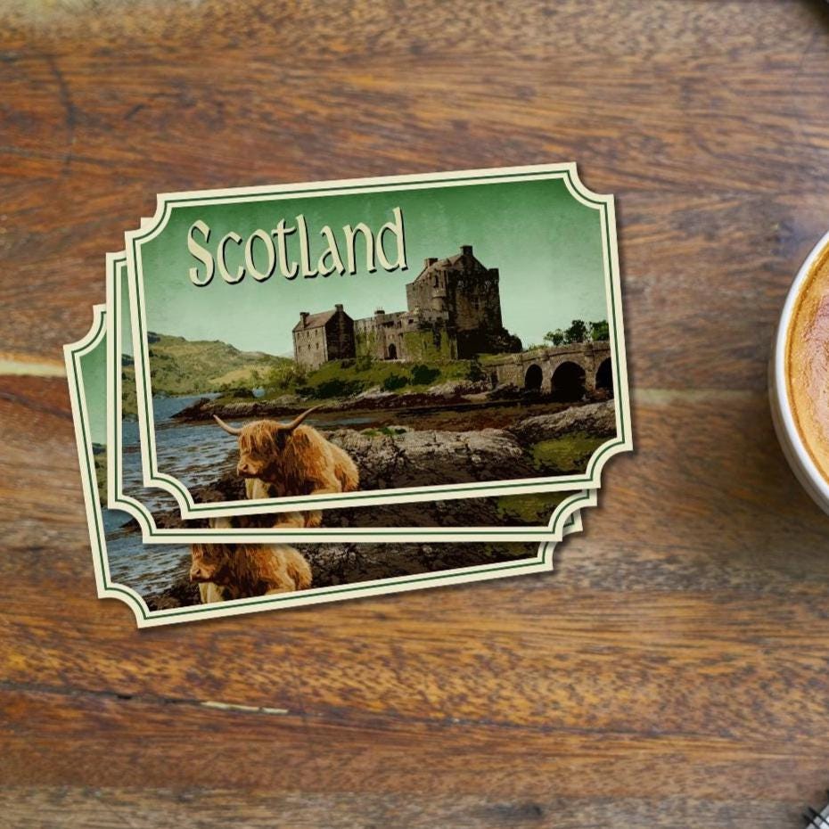 Scotland Travel Sticker: Vintage Suitcase Decal