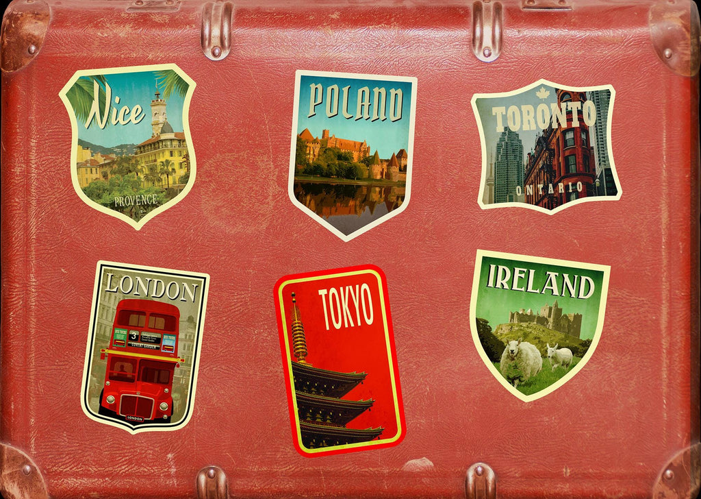 Poland Travel Sticker: Vintage Suitcase Luggage Decal