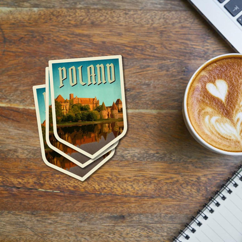 Poland Travel Sticker: Vintage Suitcase Luggage Decal