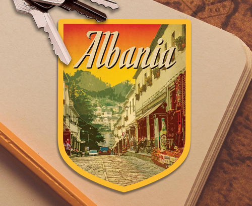 Albania Travel Sticker: Vintage Suitcase Decal