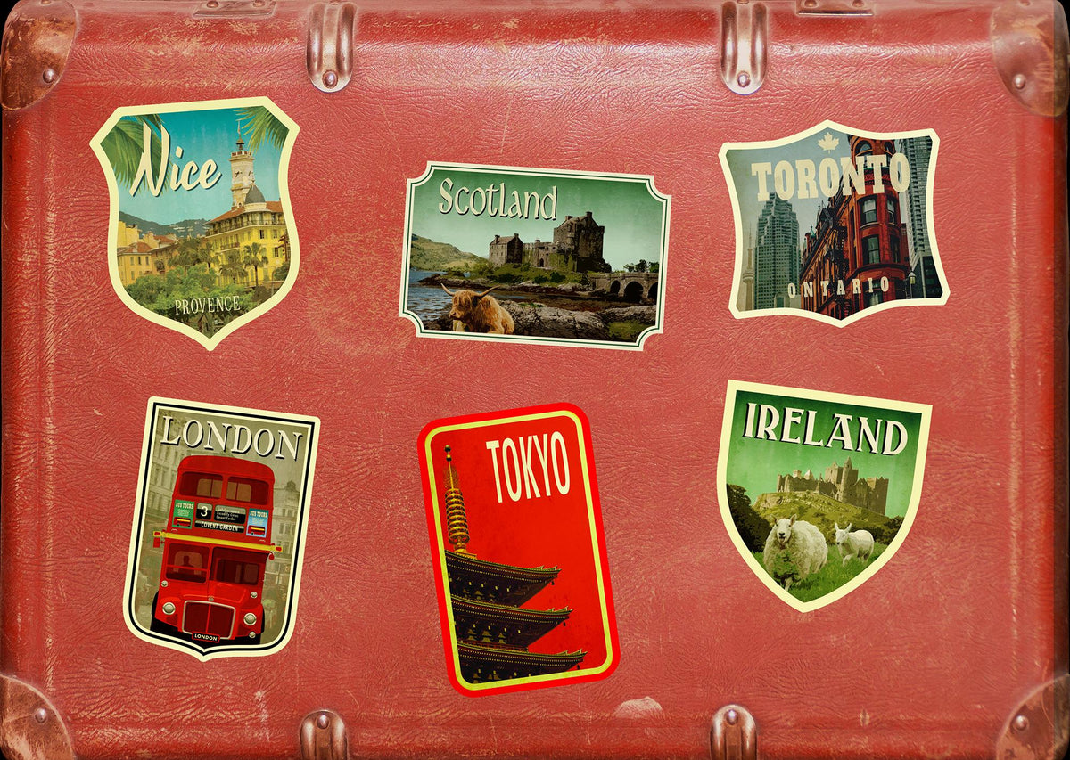 Scotland Travel Sticker: Vintage Suitcase Decal