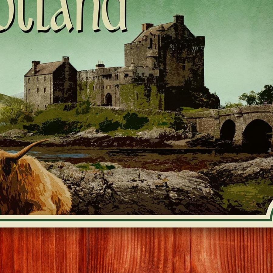 Scotland Travel Sticker: Vintage Suitcase Decal