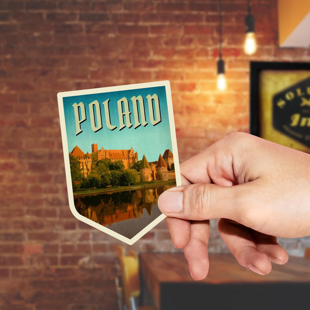 Poland Travel Sticker: Vintage Suitcase Luggage Decal