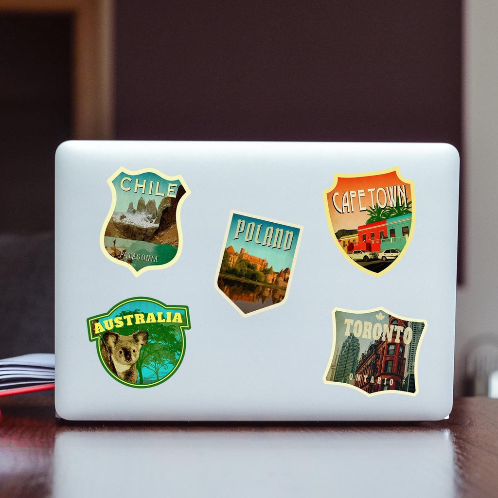 Poland Travel Sticker: Vintage Suitcase Luggage Decal