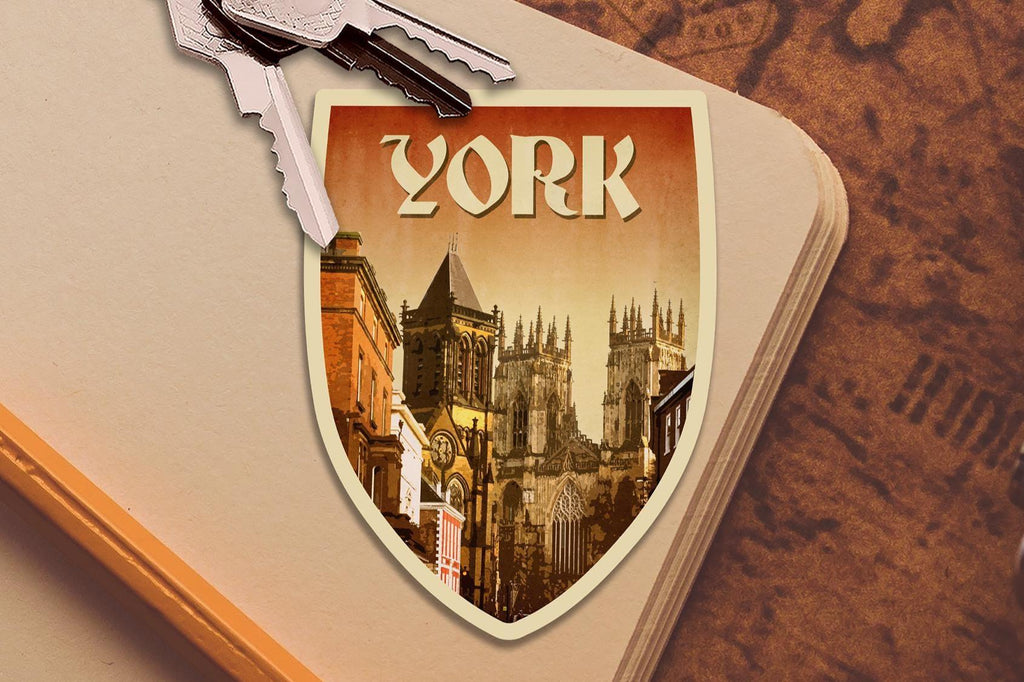 York, England Travel Sticker: Vintage Suitcase Decal