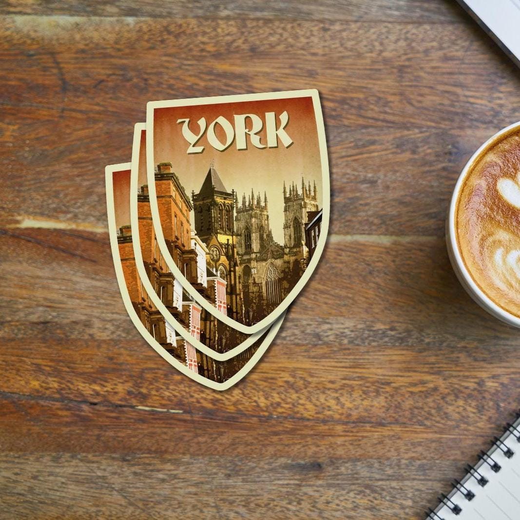 York, England Travel Sticker: Vintage Suitcase Decal