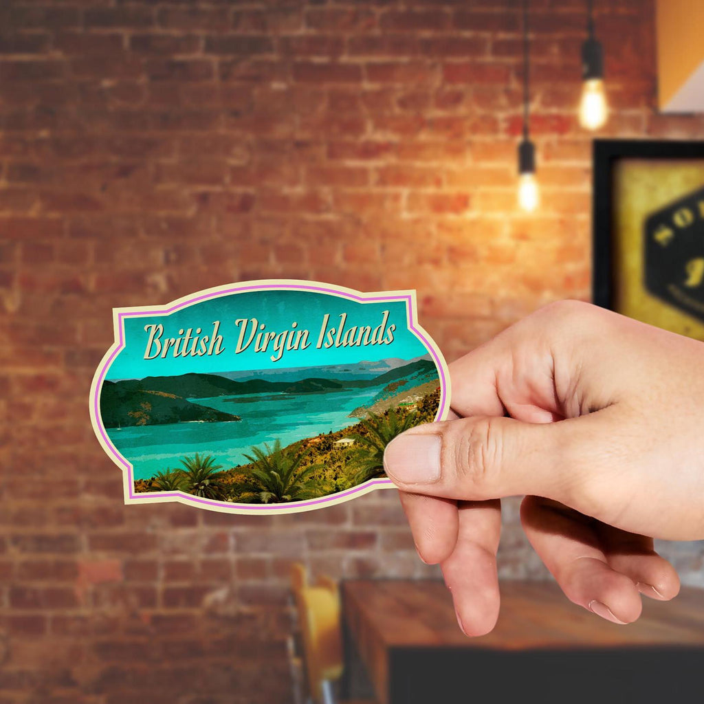 British Virgin Islands Travel Sticker: Vintage-Style Luggage Decal