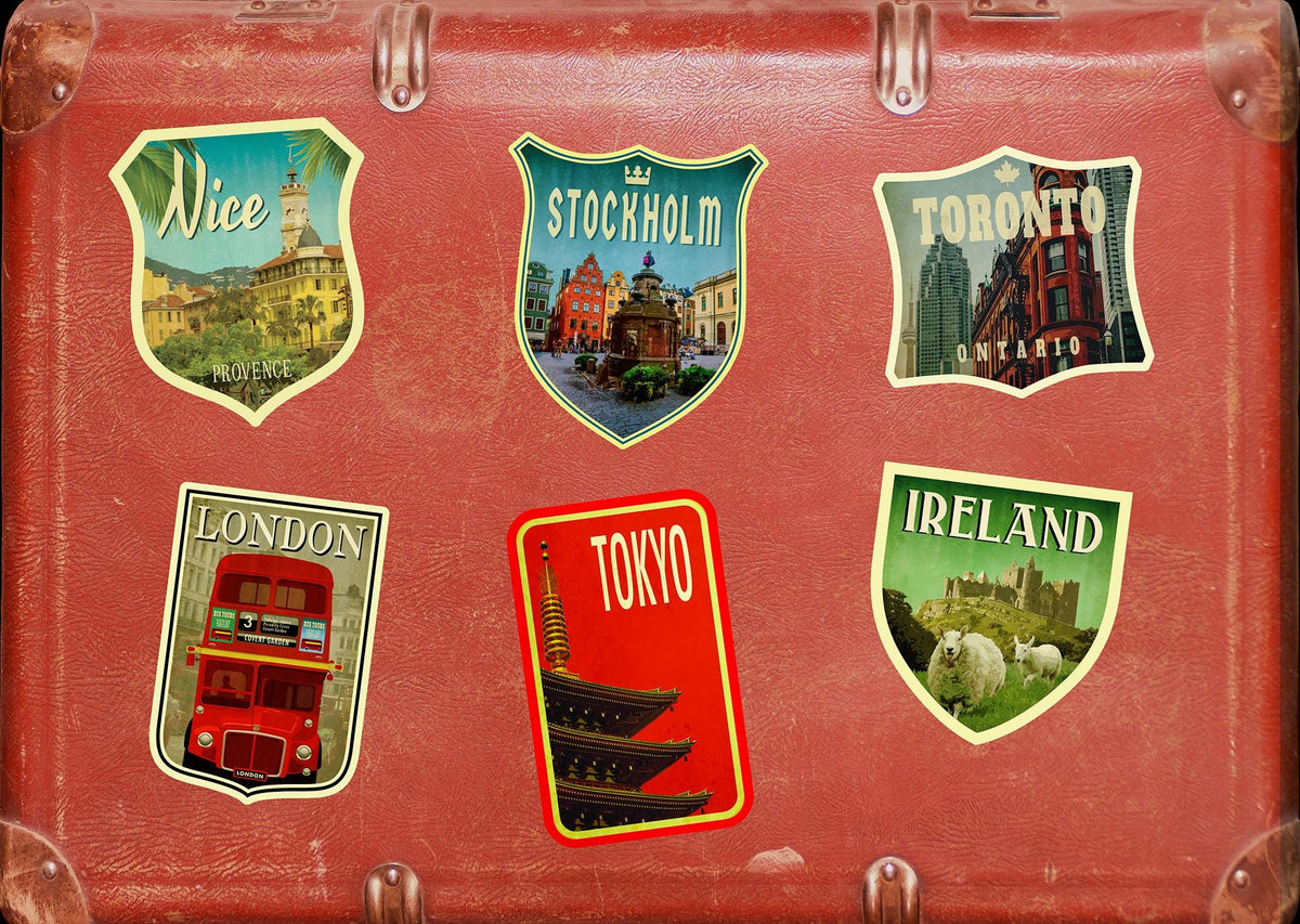 Stockholm Sweden Travel Sticker: Vintage Suitcase Decal