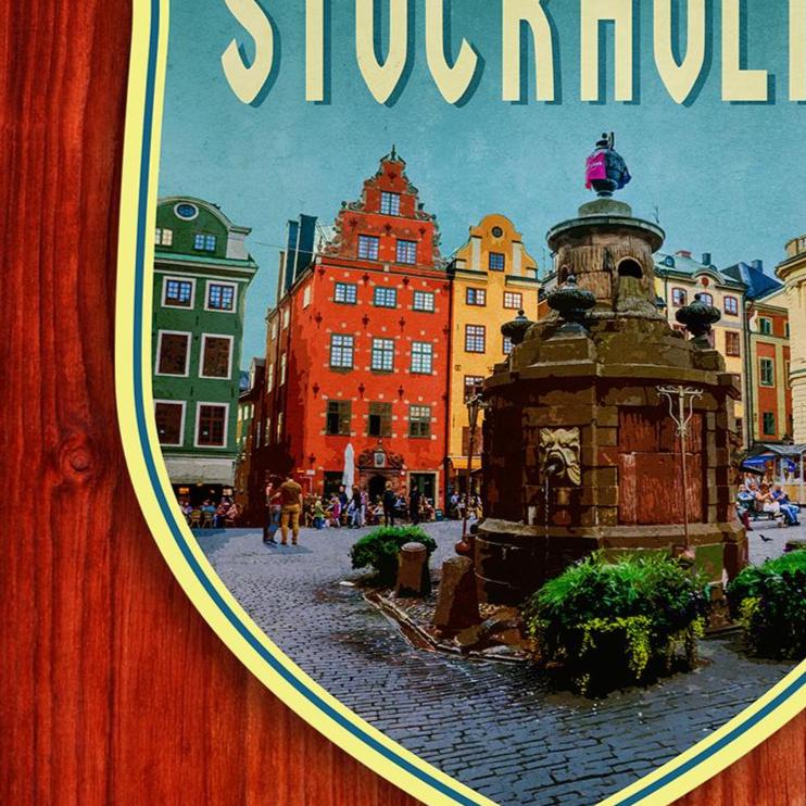 Stockholm Sweden Travel Sticker: Vintage Suitcase Decal