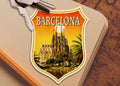Barcelona Travel Sticker: Vintage-style Spain Luggage Decal