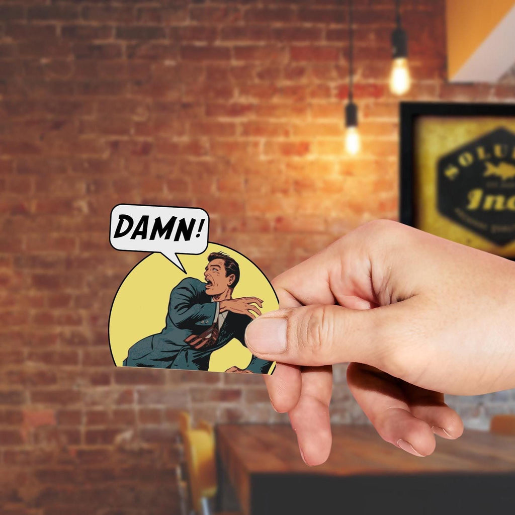 Damn sticker, vintage-style decal for laptop or water bottle