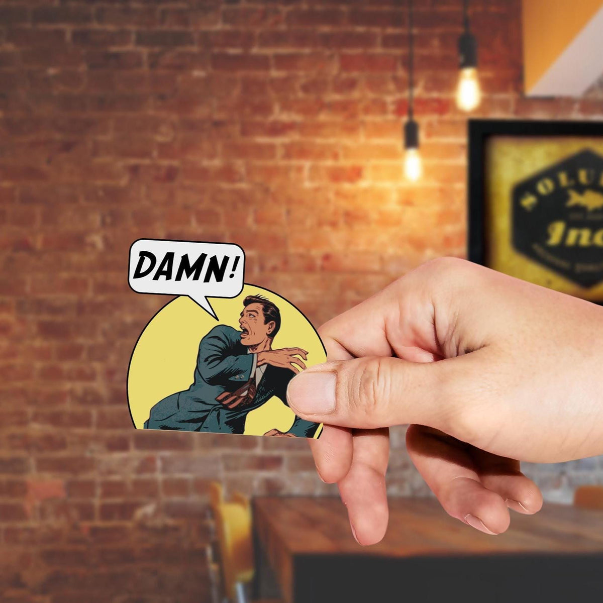 Damn sticker, vintage-style decal for laptop or water bottle