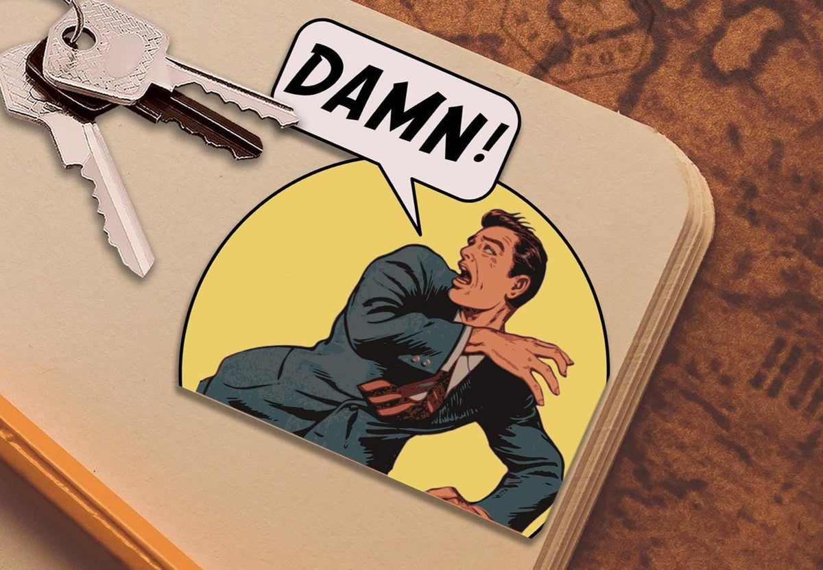 Damn sticker, vintage-style decal for laptop or water bottle