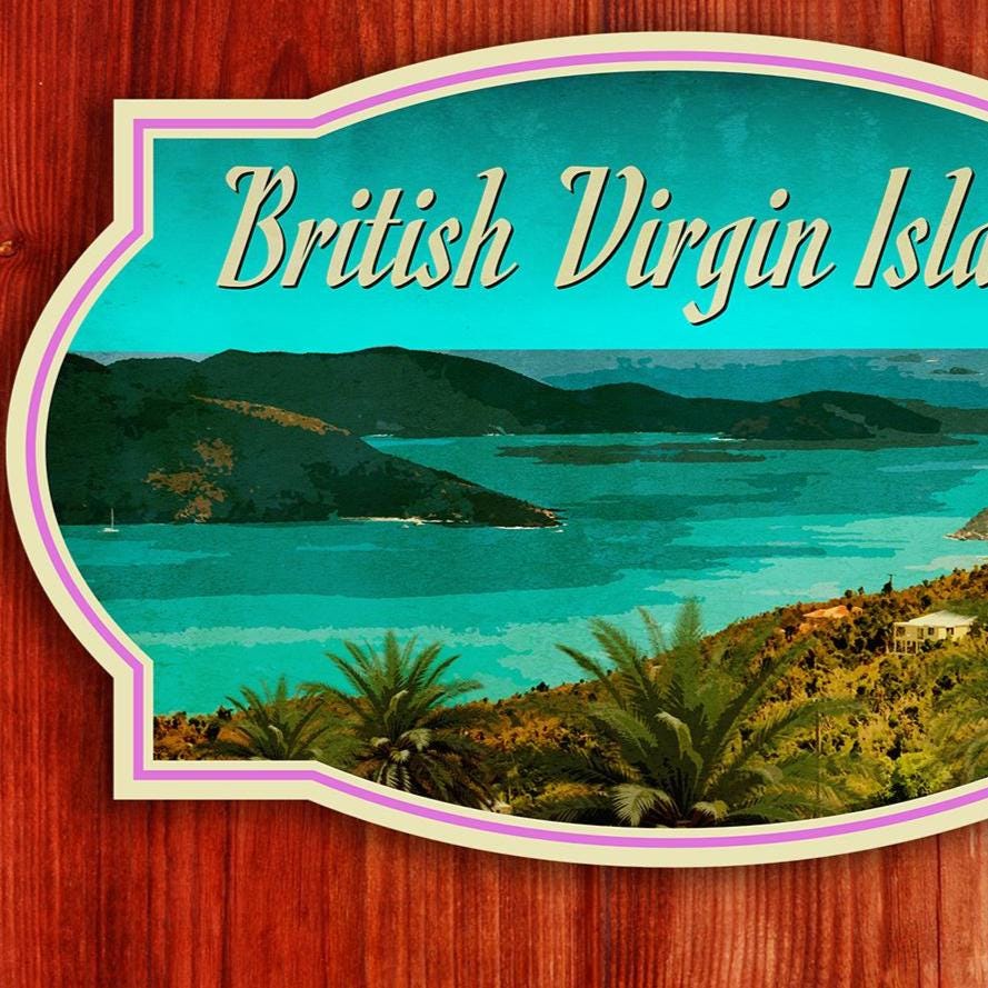 British Virgin Islands Travel Sticker: Vintage-Style Luggage Decal