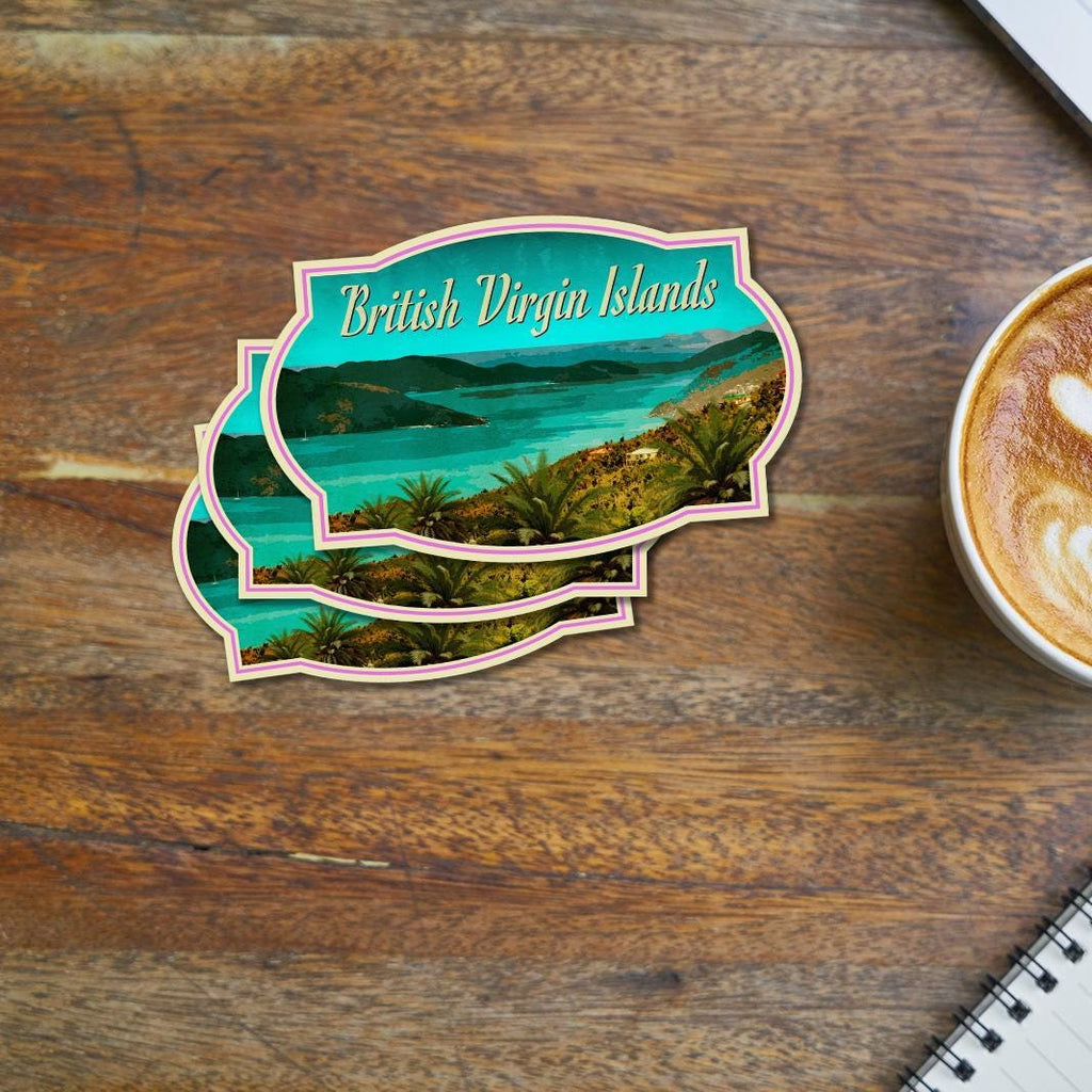 British Virgin Islands Travel Sticker: Vintage-Style Luggage Decal