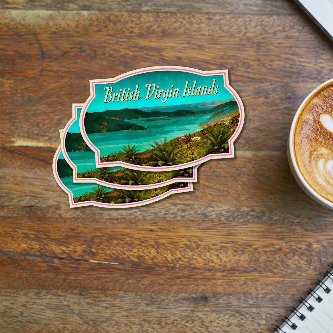 British Virgin Islands Travel Sticker: Vintage-Style Luggage Decal