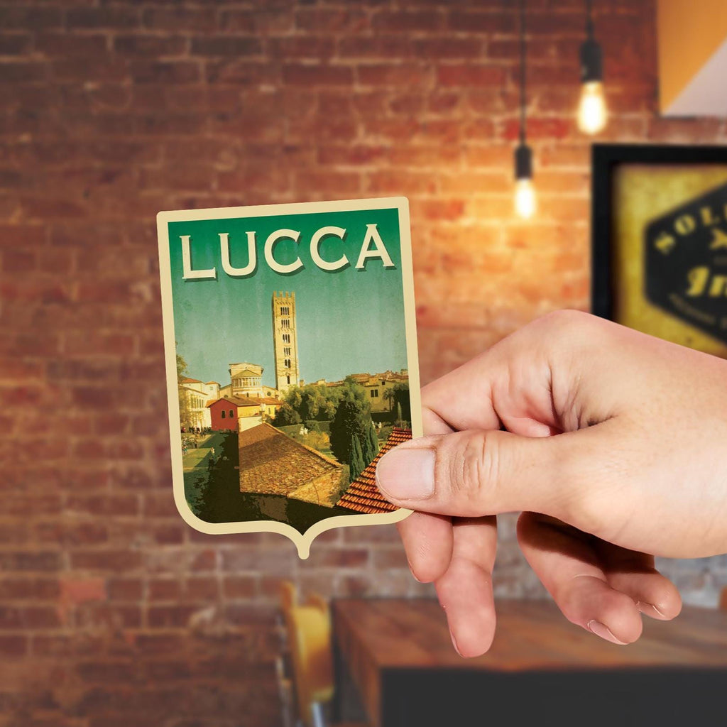 Lucca,  Italy Travel Sticker: Vintage Suitcase Decal