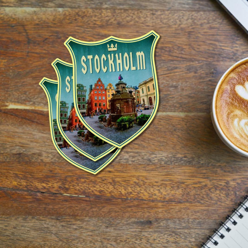 Stockholm Sweden Travel Sticker: Vintage Suitcase Decal