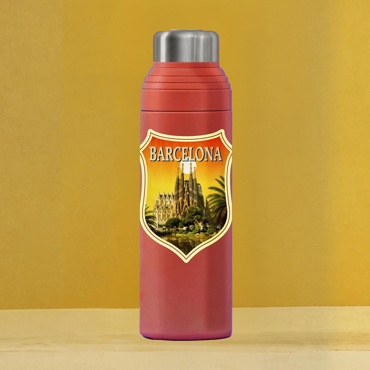 Barcelona Travel Sticker: Vintage-style Spain Luggage Decal