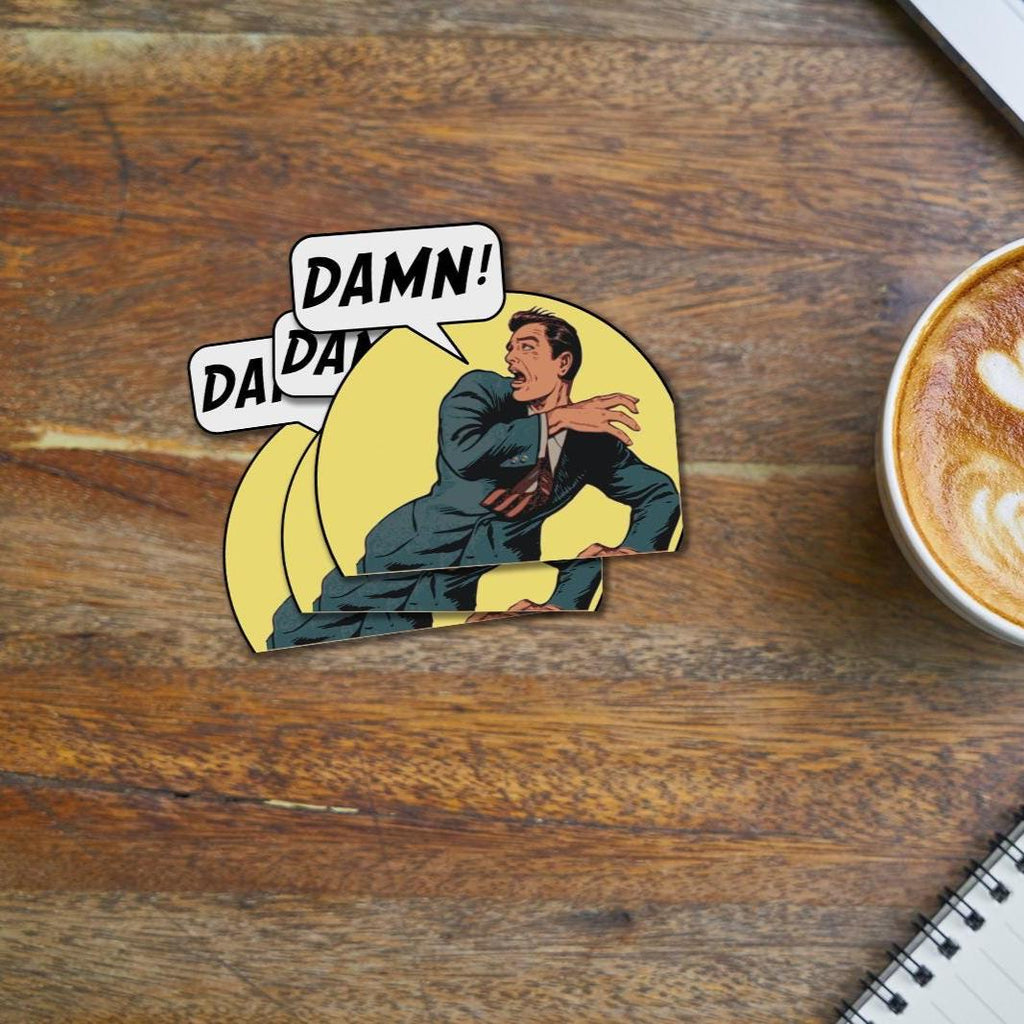 Damn sticker, vintage-style decal for laptop or water bottle