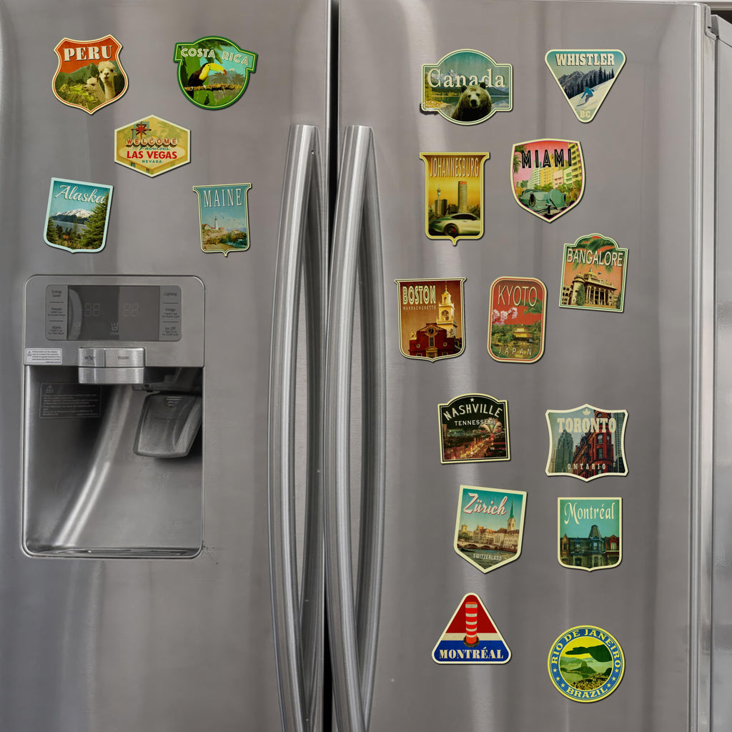 Customized Magnet Pack | Choose Your Destinations | Vintage-style City Travel Souvenir