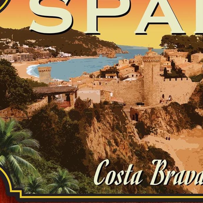 Spain Travel Sticker: Vintage-style Spain Luggage Decal