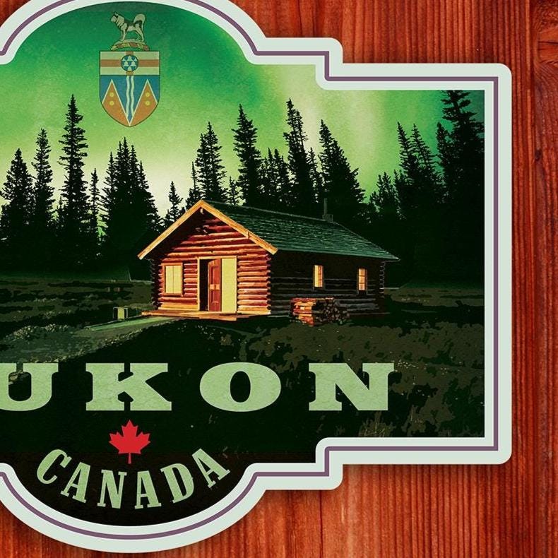 Yukon vintage style travel sticker,  laptop decal for suitcase, luggage, or water bottle