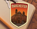Manchester England Travel Sticker: Vintage-Style Luggage Decal