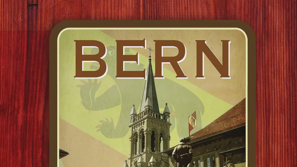Bern Switzerland Travel Sticker: Vintage=style Luggage, Laptop Decal