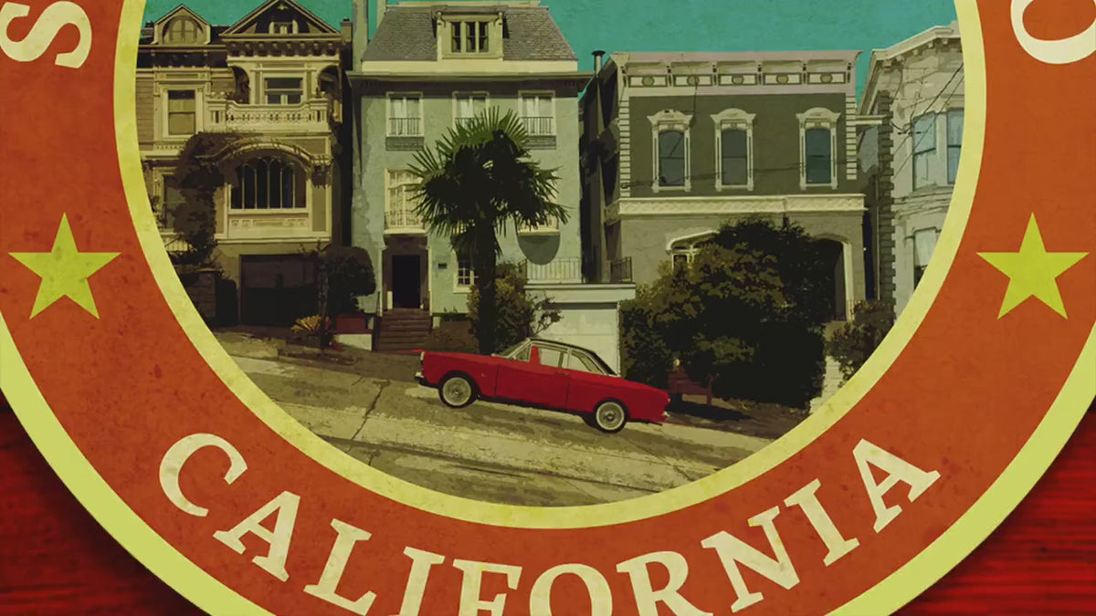 San Francisco travel sticker, vintage style decal for suitcase, luggage, laptop or water bottle