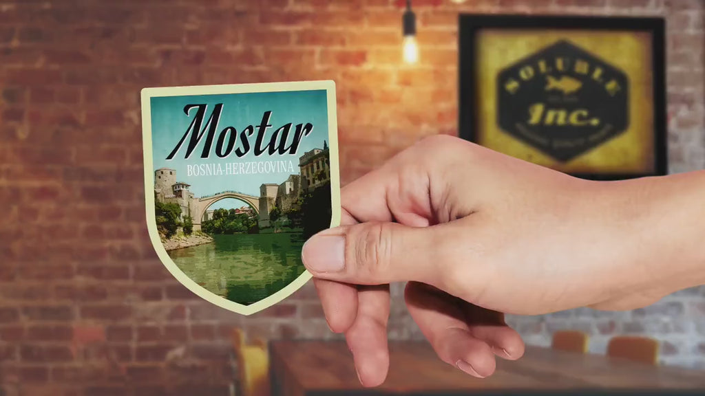 Mostar Bosnia Herzegovina Vintage Travel Sticker