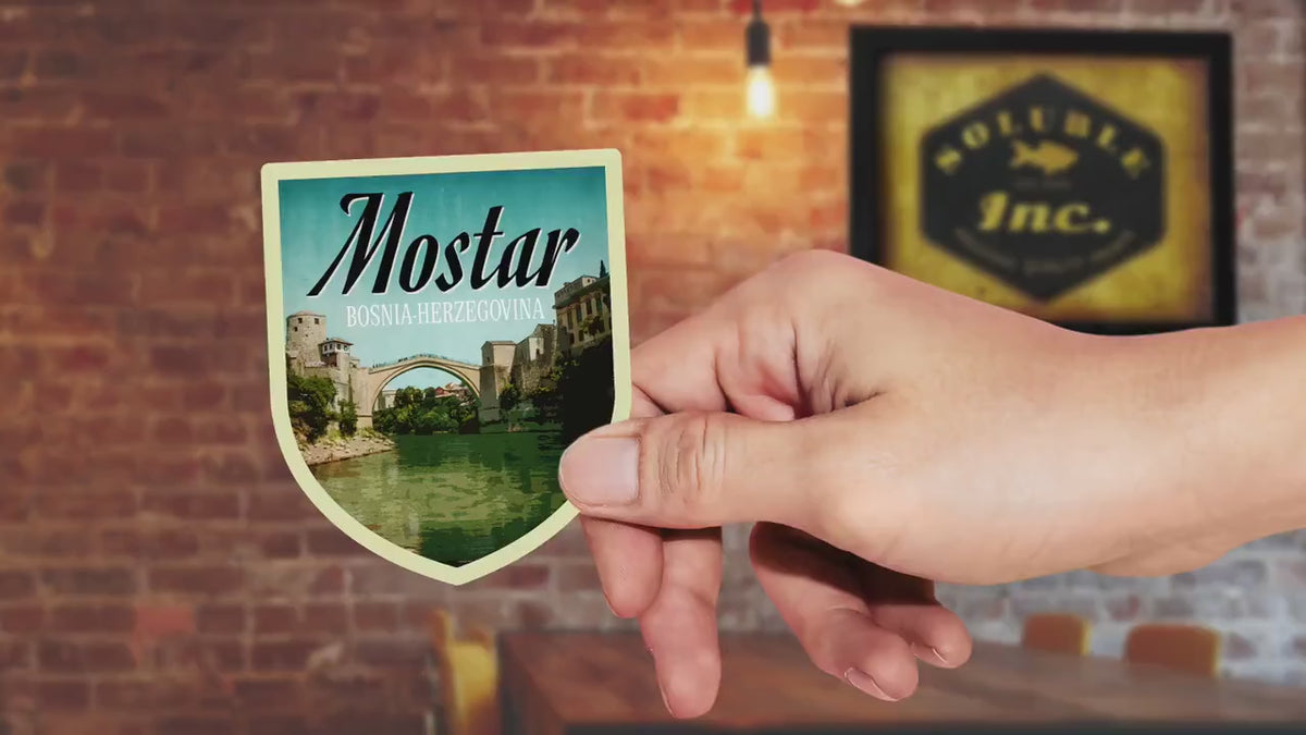 Mostar Bosnia Herzegovina Vintage Travel Sticker