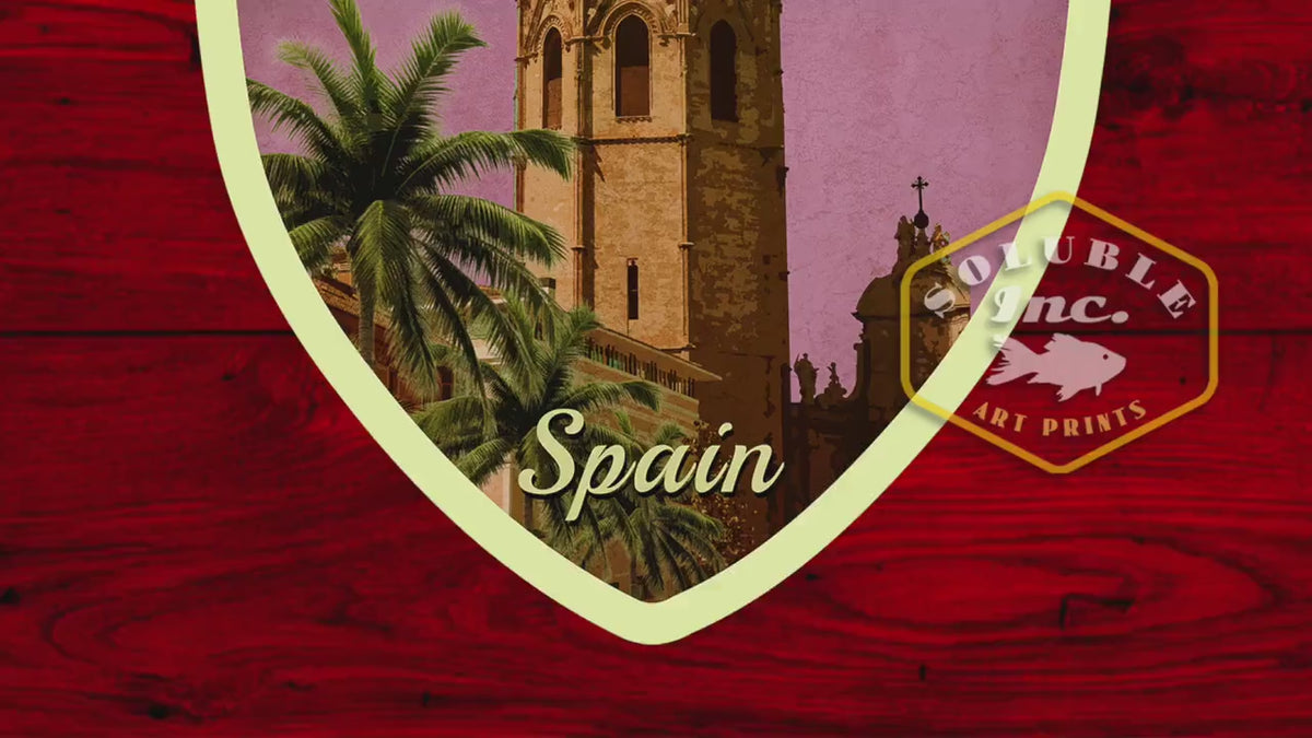 Valencia Spain Travel Sticker: Vintage Suitcase Decal