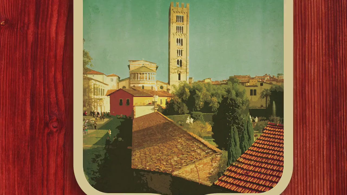 Lucca,  Italy Travel Sticker: Vintage Suitcase Decal