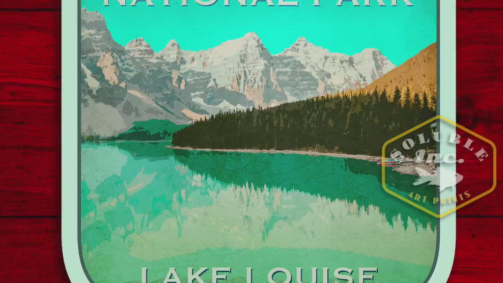 Banff Lake Louise Travel Sticker: Vintage Suitcase Decal