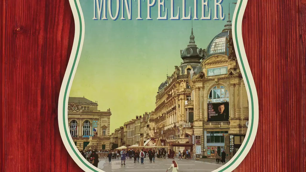 Montpellier France Travel Sticker: Vintage-Style Luggage Decal