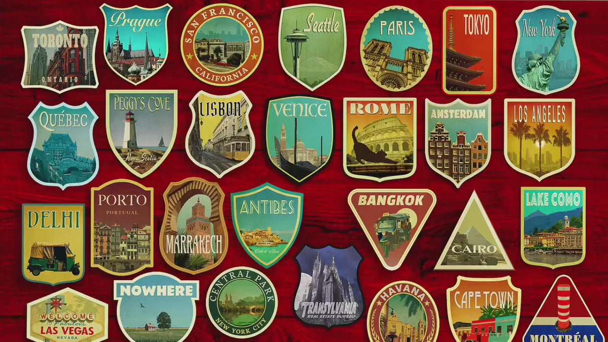 Customized Magnet Pack | Choose Your Destinations | Vintage-style City Travel Souvenir