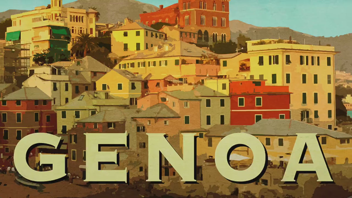 Genoa Italy Travel Sticker: Vintage Suitcase Luggage Decal