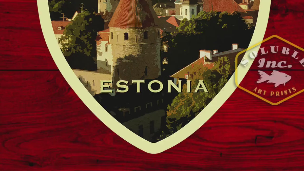 Tallinn Estonia Travel Sticker: Vintage Suitcase Decal