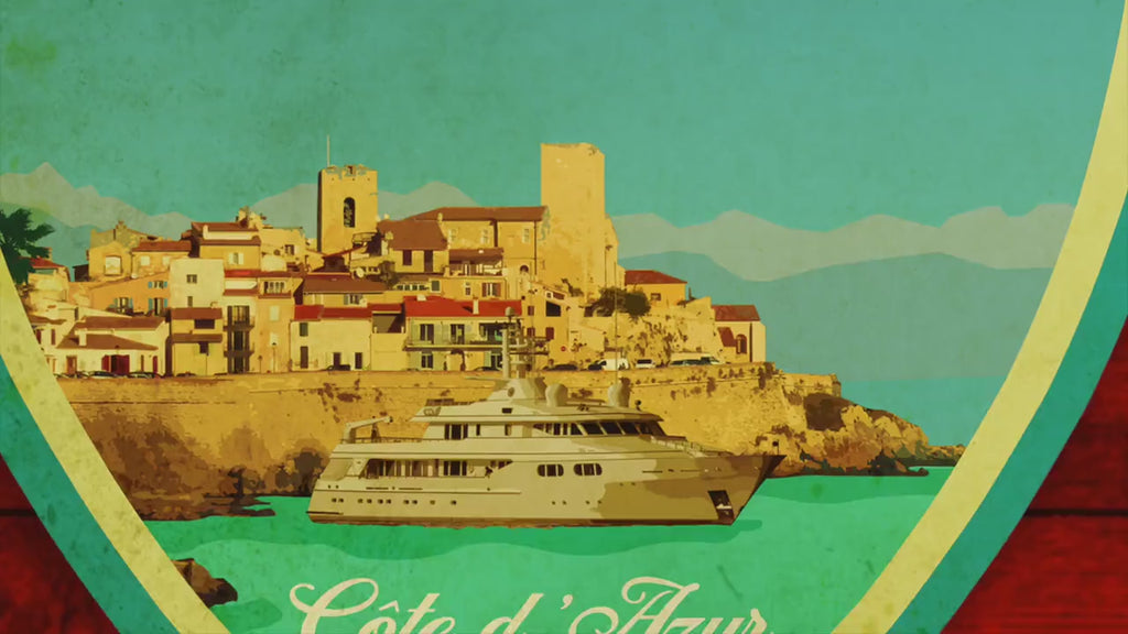Antibes Travel Sticker: Vintage-Style Luggage Decal