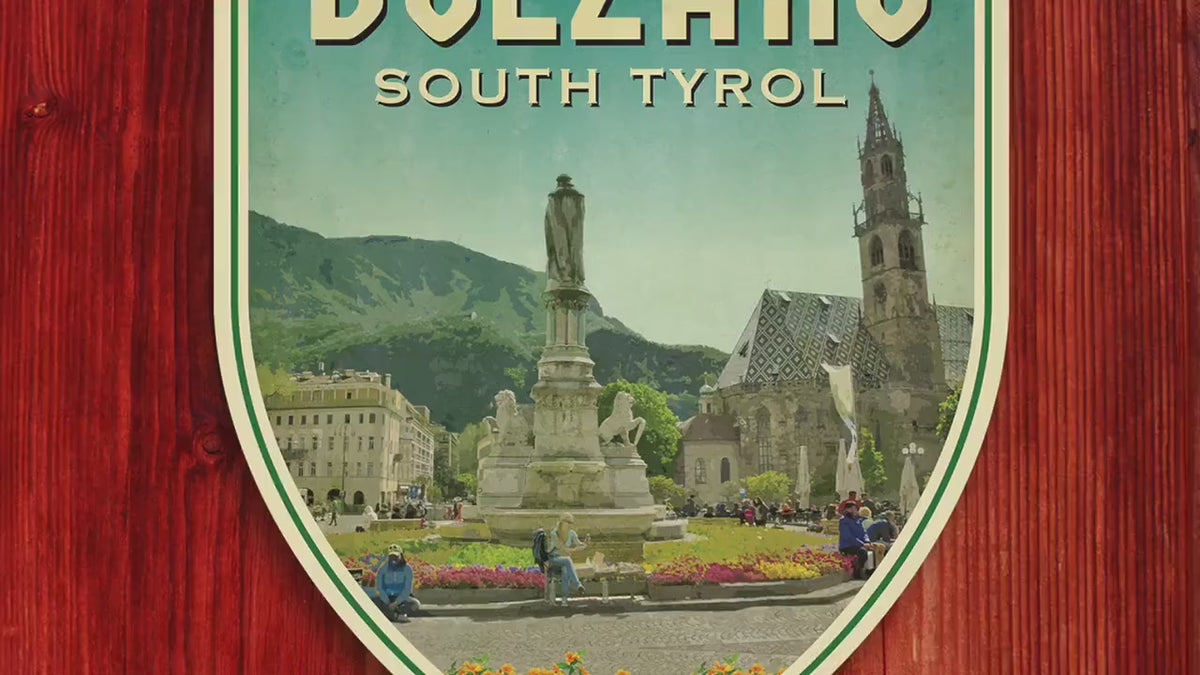 Bolzano Italy Travel Sticker: Vintage Suitcase Luggage Decal