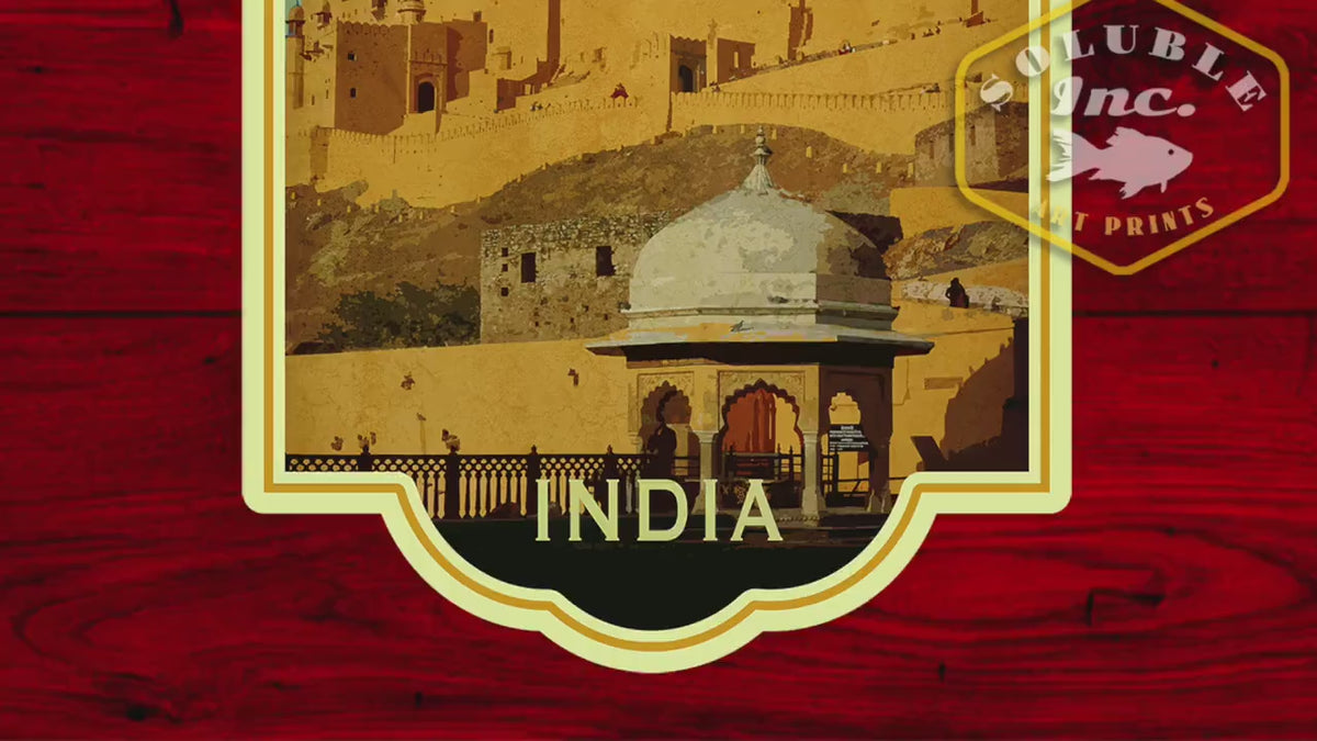 Jaipur India Travel Sticker: Vintage Suitcase Luggage Decal