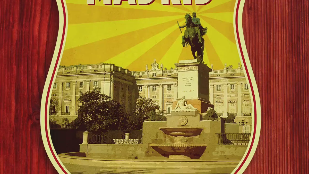 Madrid Spain Travel Sticker: Vintage-Style Luggage Decal