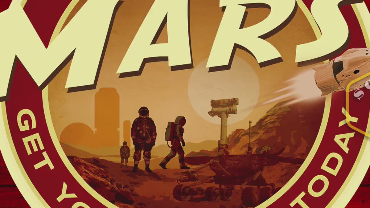 Mars travel sticker, vintage style decal for suitcase, luggage, laptop or water bottle