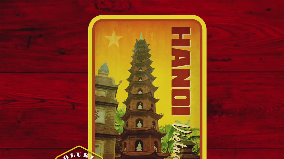 Hanoi Vietnam travel sticker, vintage style decal for suitcase, luggage, laptop or water bottle