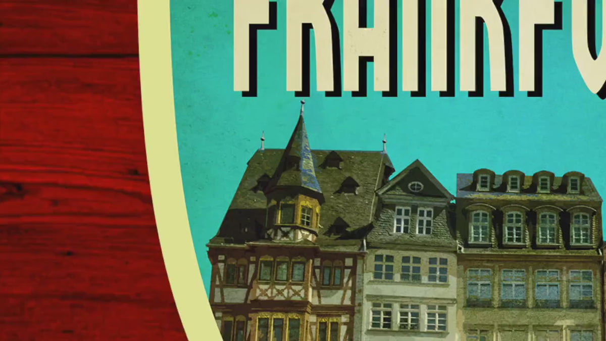 Frankfurt Germany Travel Sticker: Vintage-Style Luggage Decal
