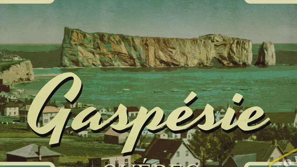 Gaspesie travel sticker, vintage style decal for suitcase, luggage, laptop or water bottle